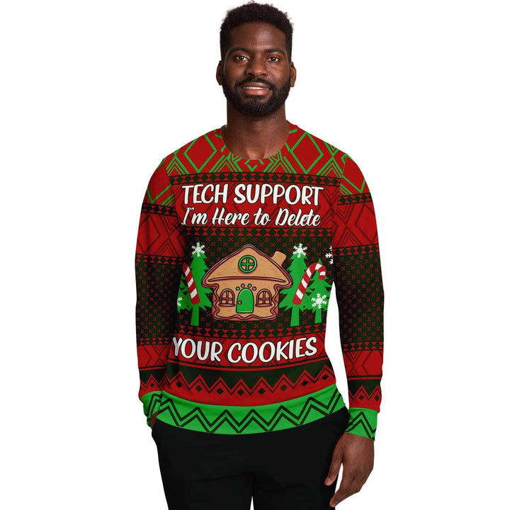 Tech Support I'm Here to Delete Your Cookies Unisex Ugly Christmas Sweatshirt - TopKoalaTee