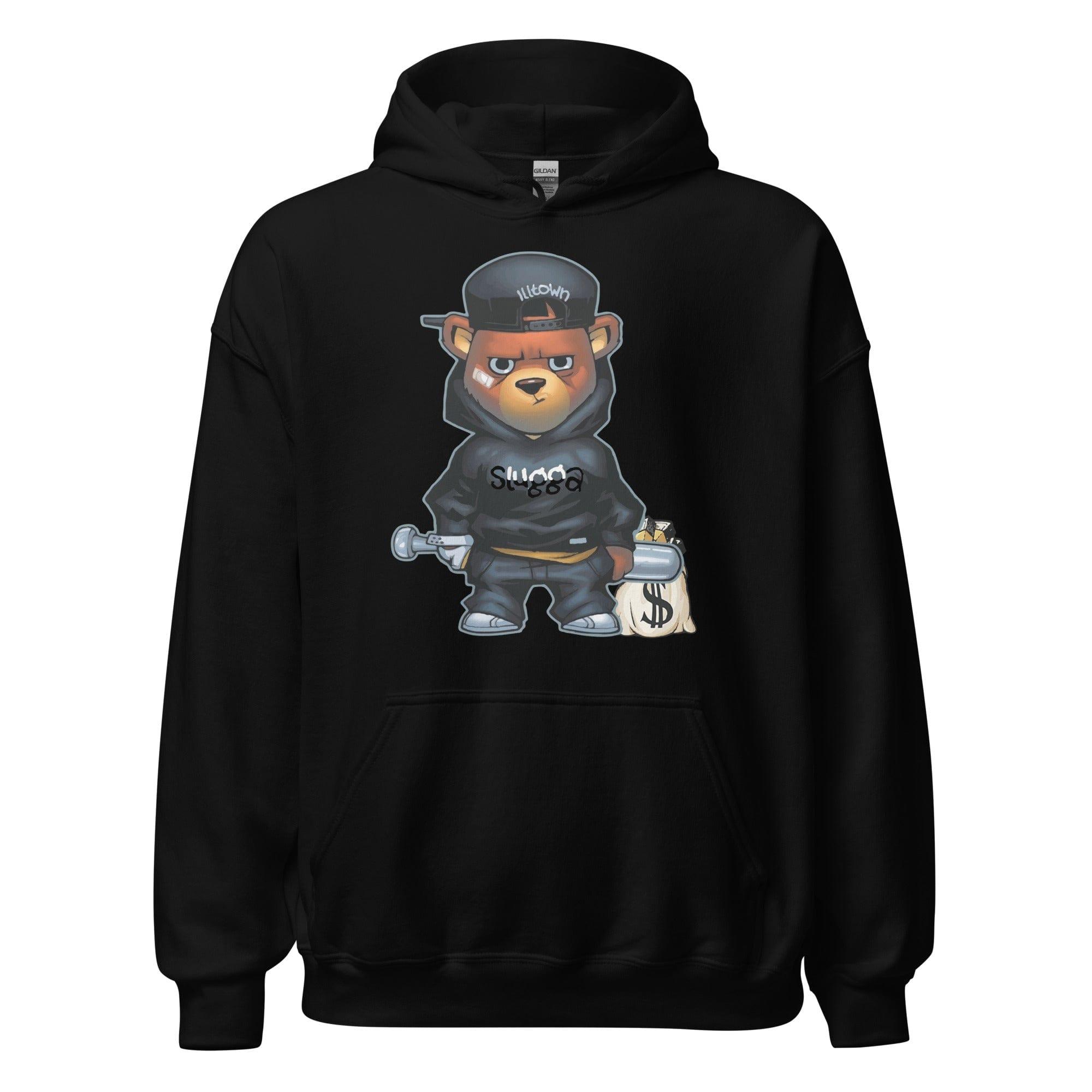 Teddy Bear Hoodie Urban Teddy Series Gangster Sluggah with Bat and Money Bag Unisex Pullover - TopKoalaTee