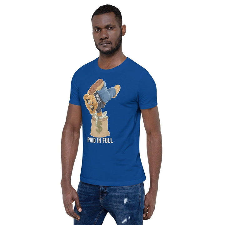 Teddy Bear T-Shirt Urban Teddy Series Legend Paid in Full Jumping into Moneybag Short Sleeve Top - TopKoalaTee