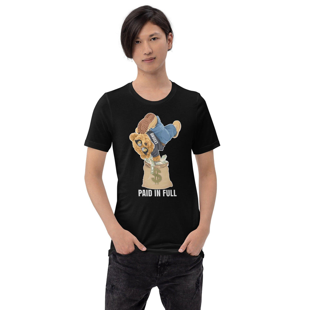 Teddy Bear T-Shirt Urban Teddy Series Legend Paid in Full Jumping into Moneybag Short Sleeve Top - TopKoalaTee