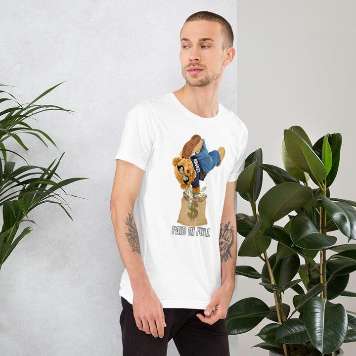 Teddy Bear T-Shirt Urban Teddy Series Legend Paid in Full Jumping into Moneybag Short Sleeve Top - TopKoalaTee