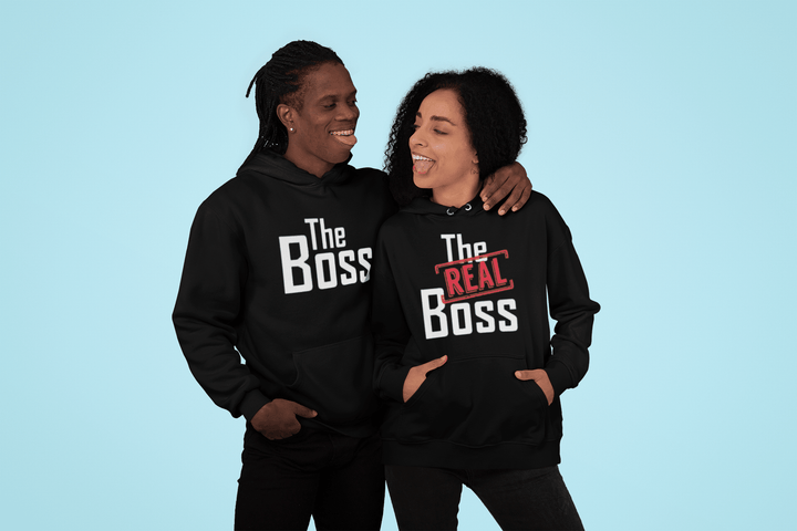 The Boss/The Real Boss Couples Hoodie Set Ultra Soft Blended Cotton Pullovers - TopKoalaTee