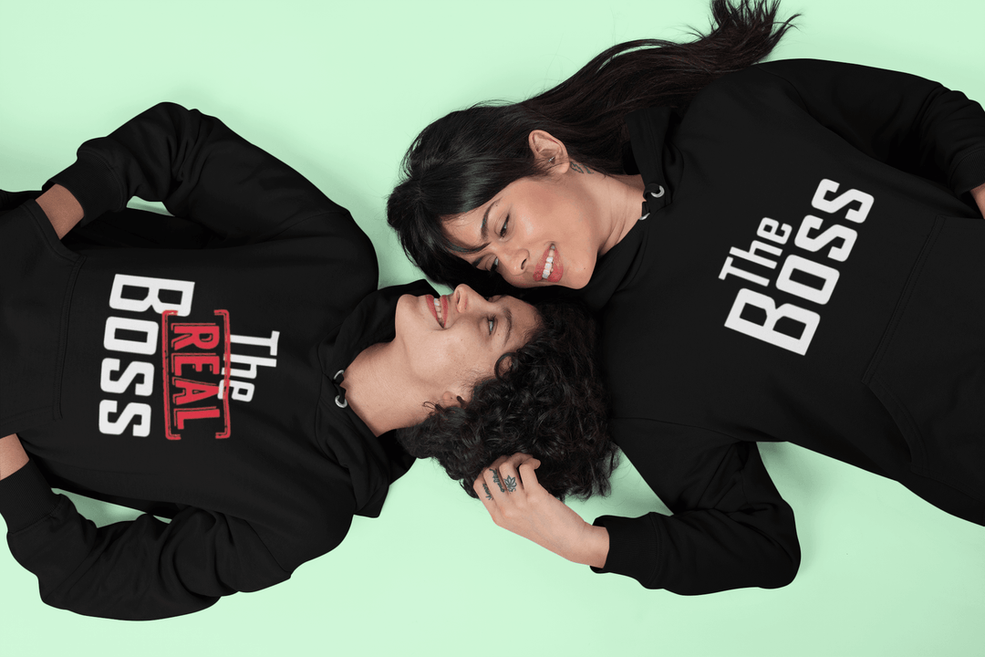 The Boss/The Real Boss Couples Hoodie Set Ultra Soft Blended Cotton Pullovers - TopKoalaTee