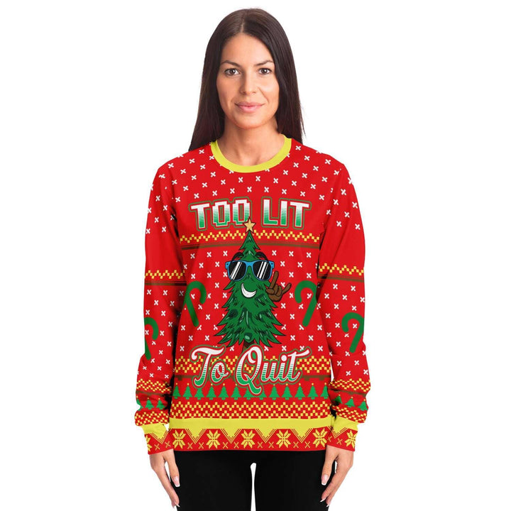 Too Lit to Quit Unisex Ugly Christmas Sweatshirt - TopKoalaTee