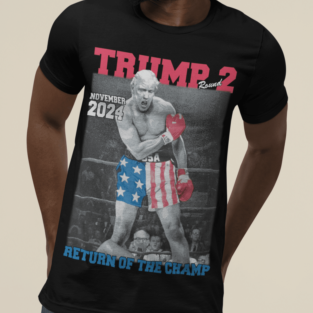 Trump T-shirt Round 2 Return of the Champ 2024 Short Sleeve Lightweight Crew Neck Top - TopKoalaTee