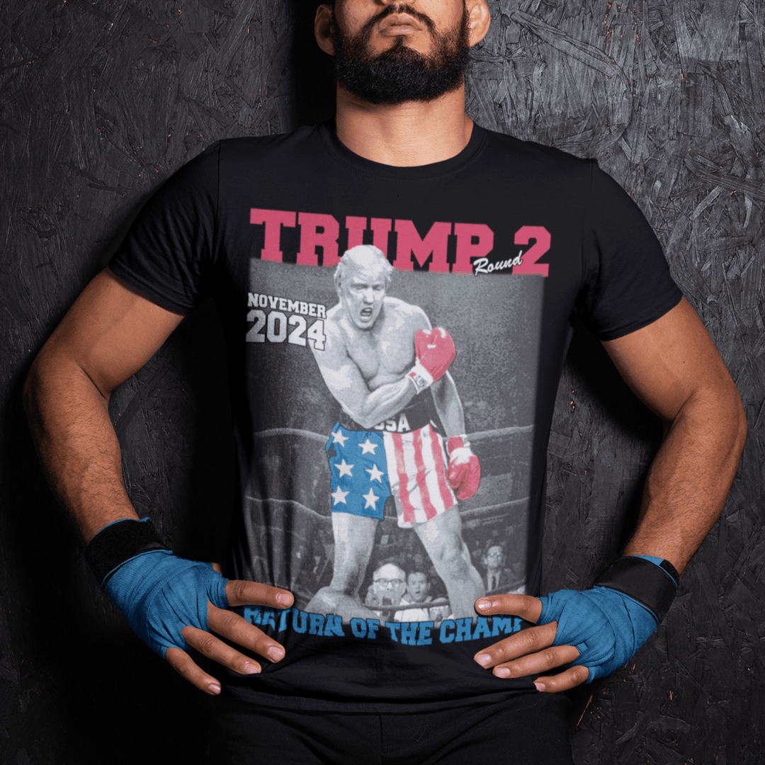 Trump T-shirt Round 2 Return of the Champ 2024 Short Sleeve Lightweight Crew Neck Top - TopKoalaTee