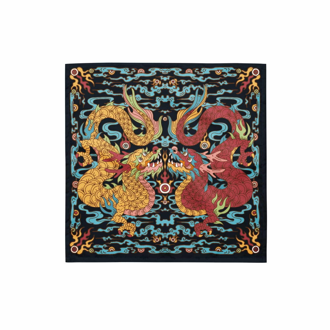 Twin Dragons Oriental Style All-over print Neckerchief Bandana-TopKoalaTee - TopKoalaTee