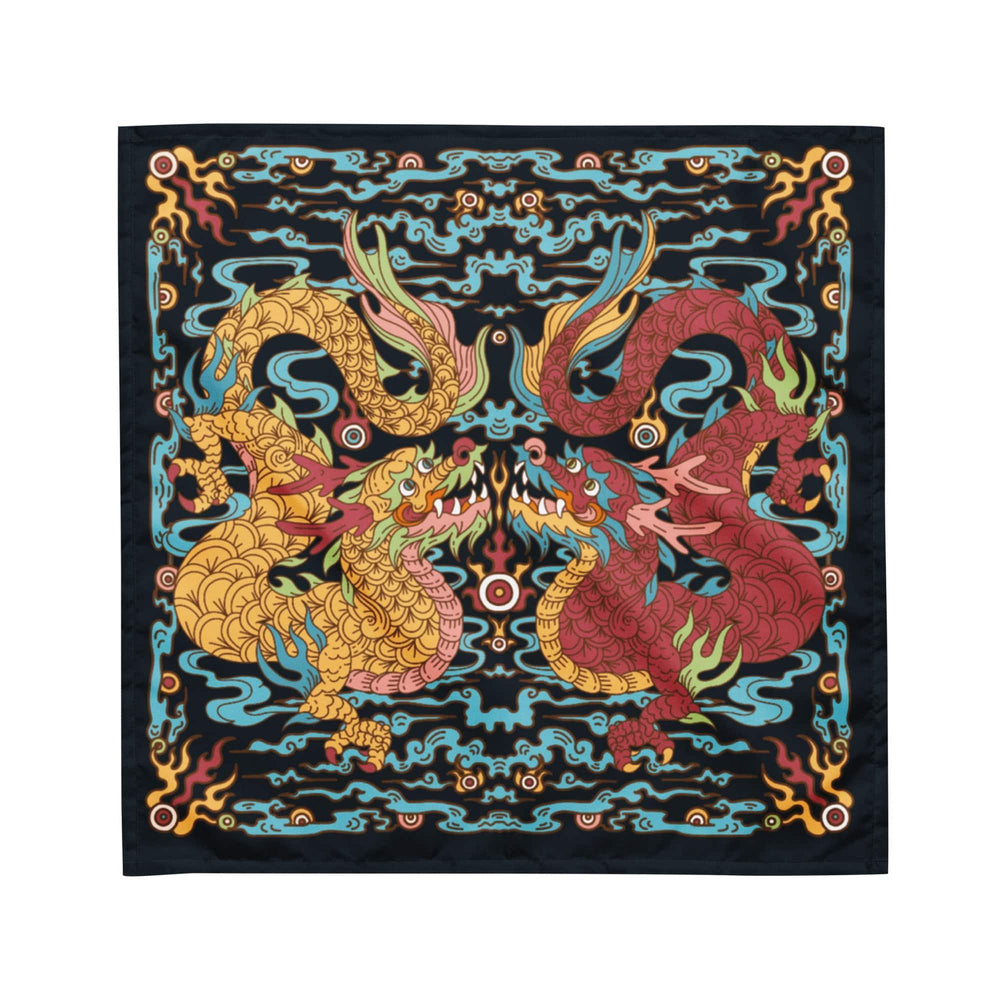 Twin Dragons Oriental Style All-over print Neckerchief Bandana-TopKoalaTee - TopKoalaTee