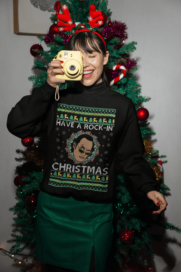 Ugly Christmas Sweater Have a Rock-In Roll Christmas Top Koala Crewneck Pullover - TopKoalaTee