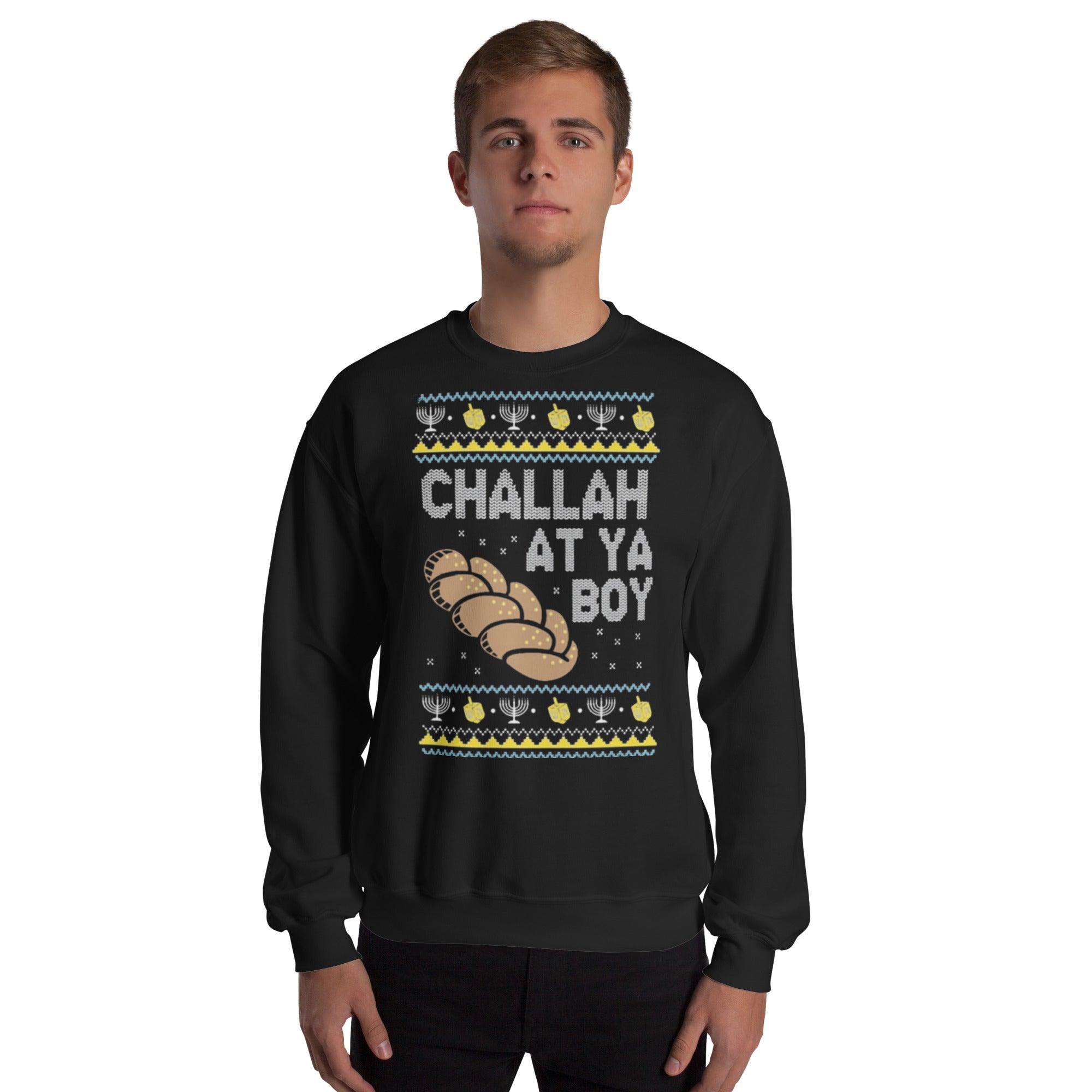 Ugly Chanukah Sweater Challah at You Crewneck Sweater Pullover