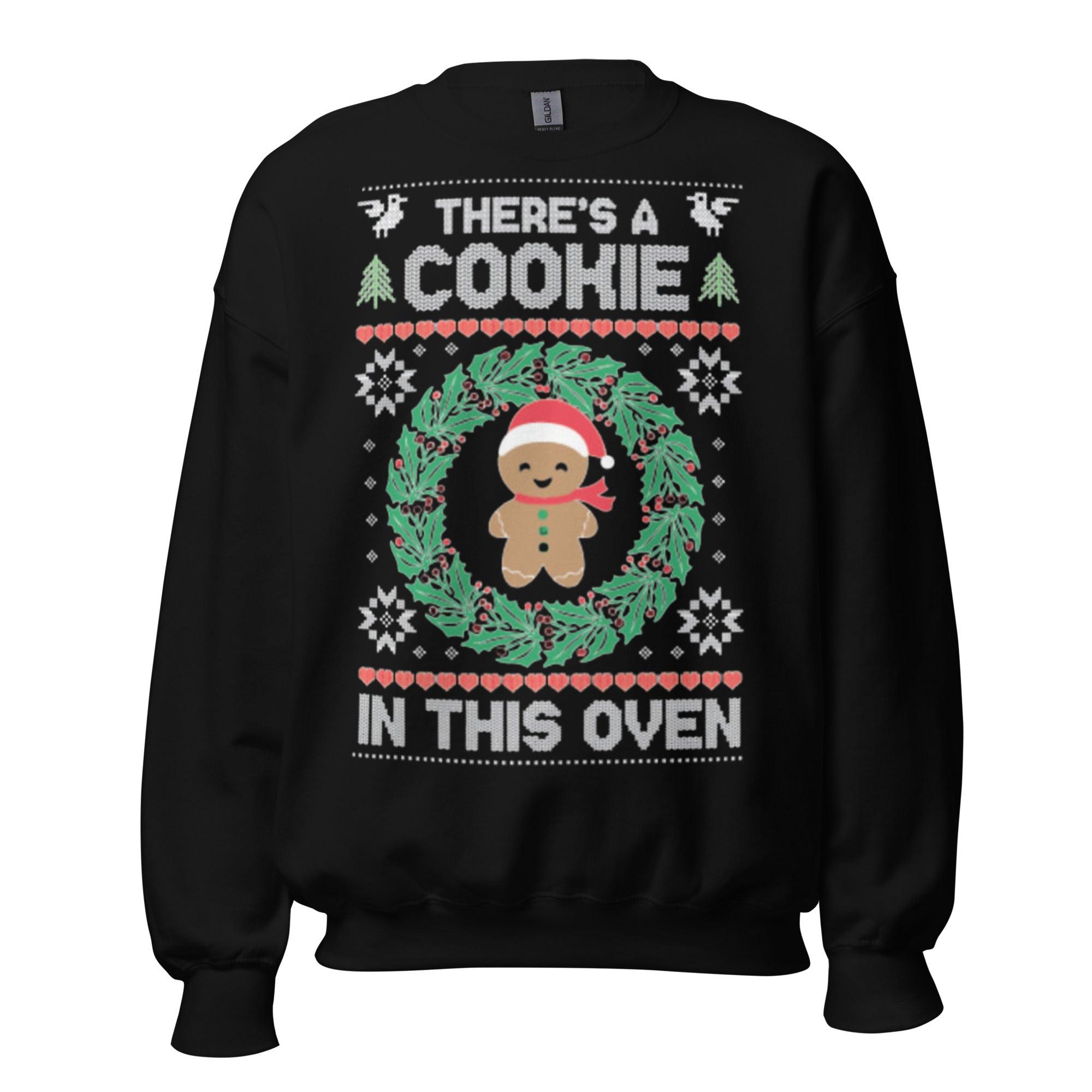 Ugly Christmas Sweater There's A Cookie In This Oven Cotton Blend Pullover