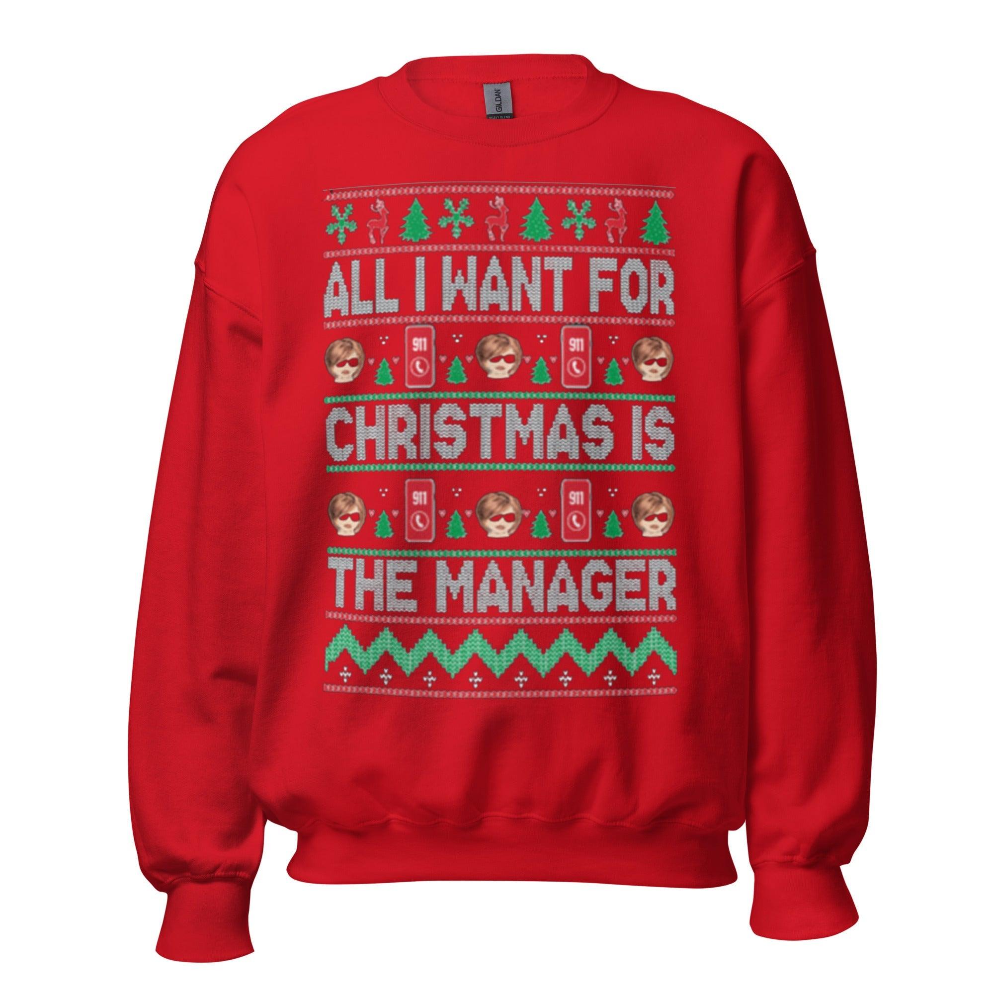 Ugly Christmas Sweater All I want for Christmas is The Manager - TopKoalaTee