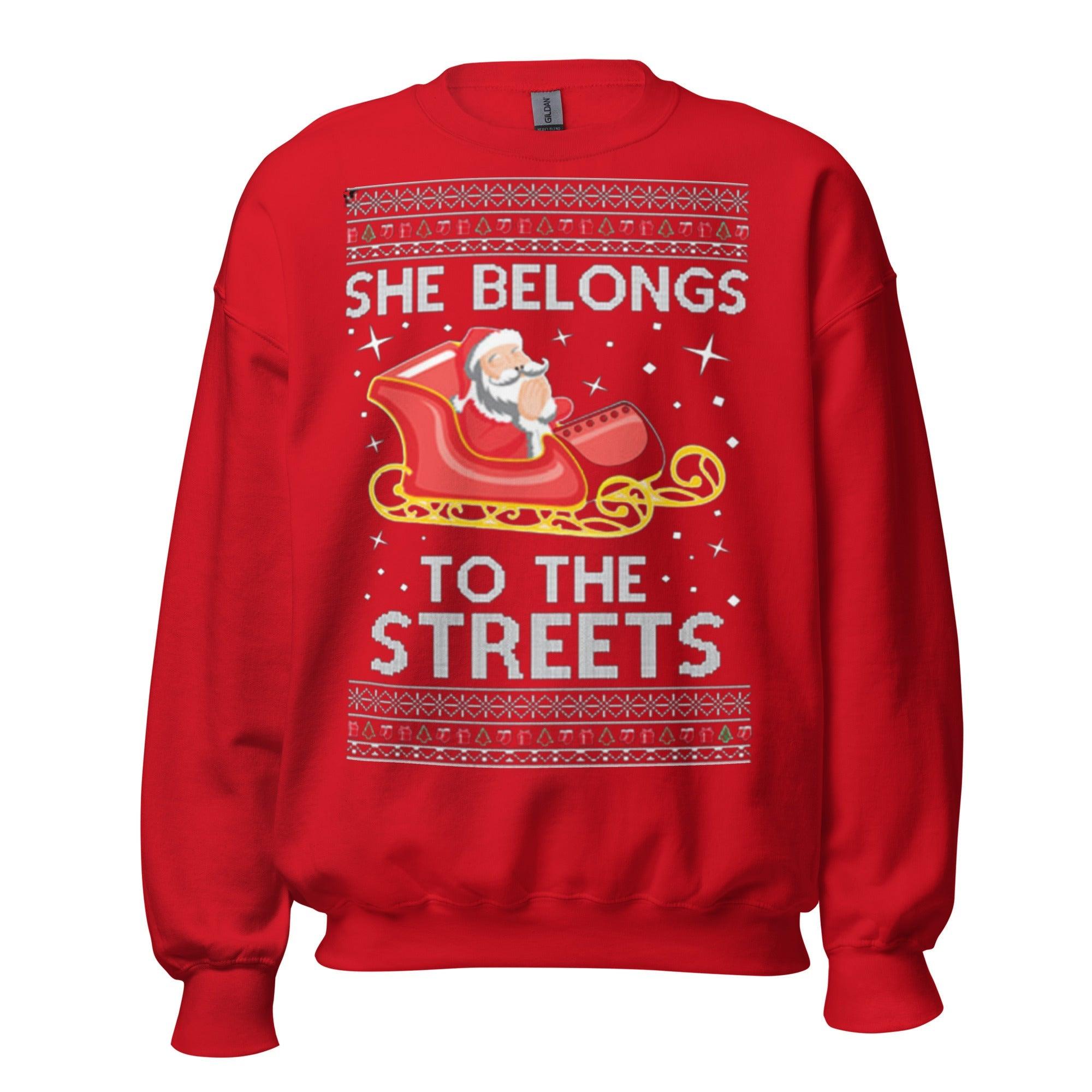 Ugly Christmas Sweater She Belongs To The Streets Cotton Blend Pullover
