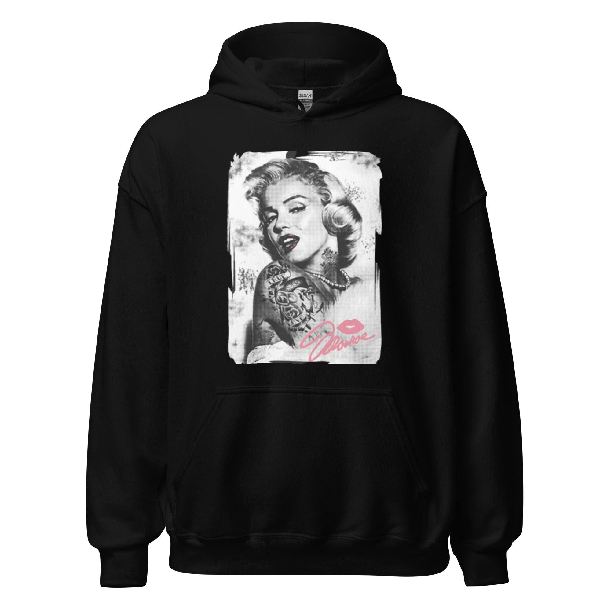 Blended Cotton Hoodie Autographed Portrait of Iconic Pinup Girl