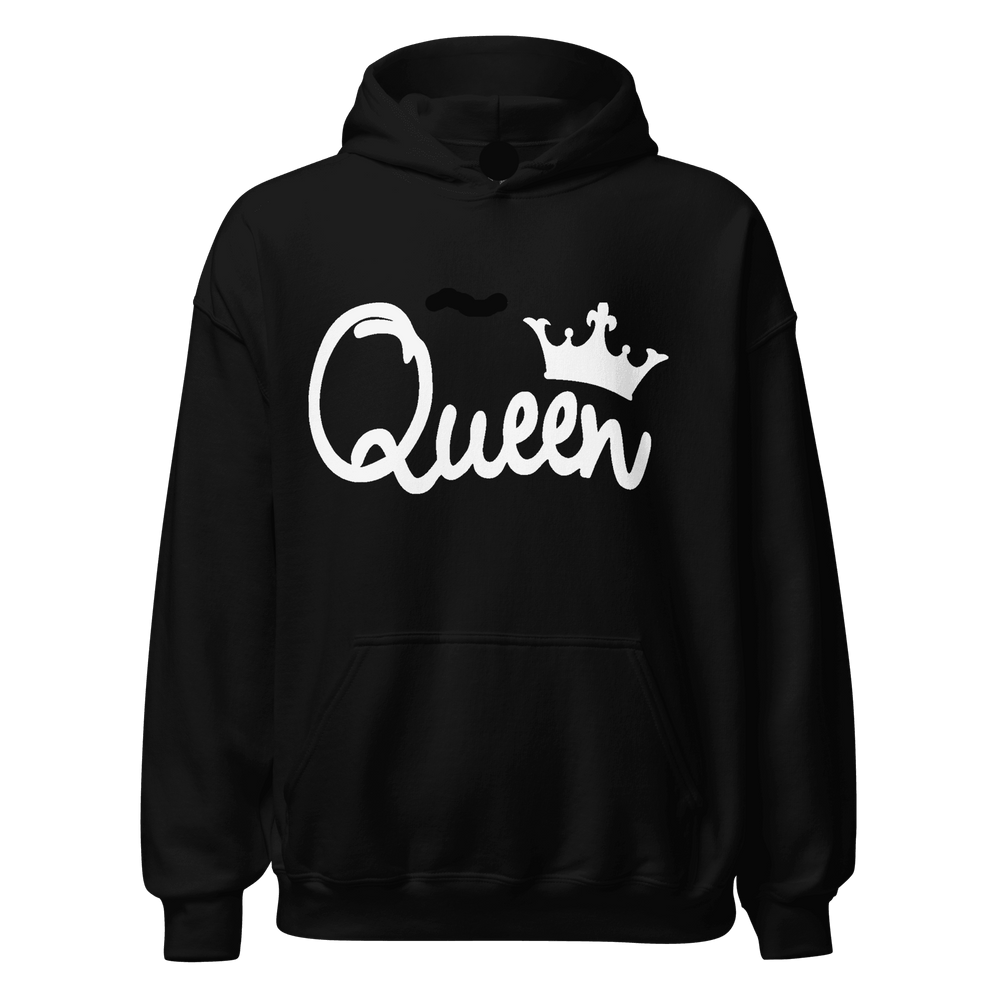 King/Queen in White Script Relationship Hoodies Set Ultra Soft Midweight Fabric Pullovers - TopKoalaTee