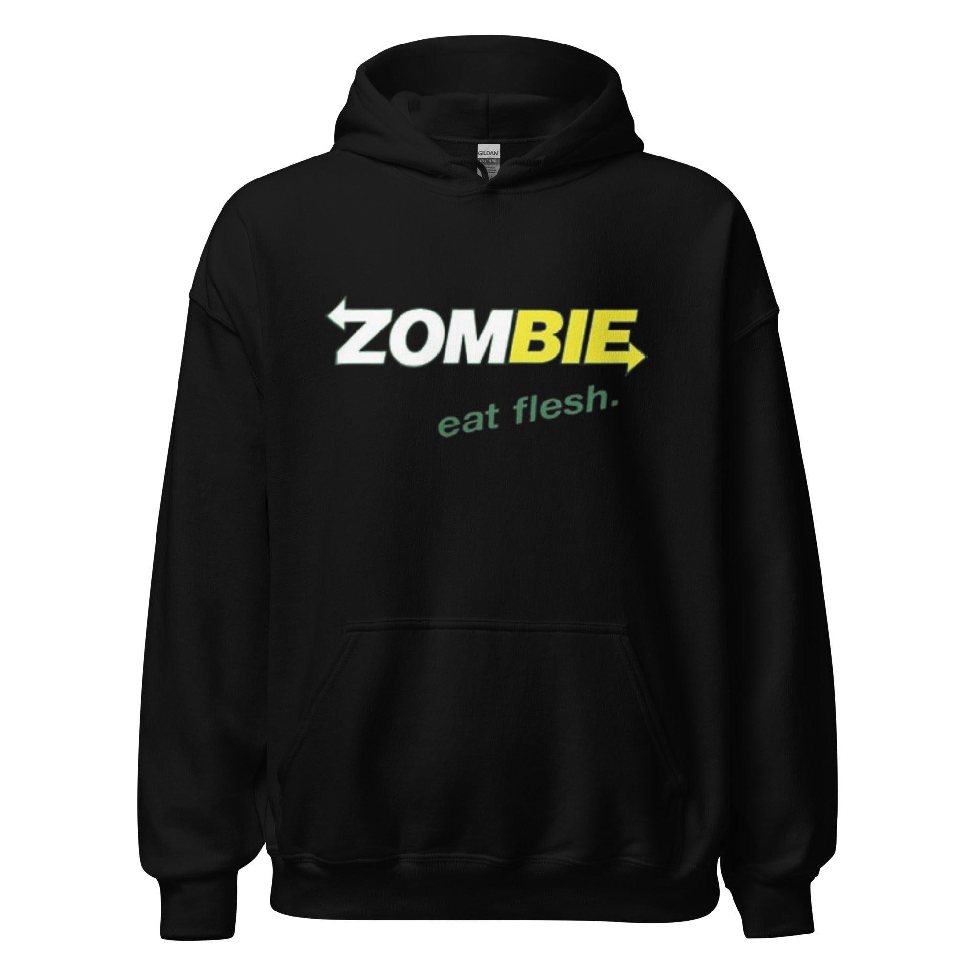 Funny Logo Hoodie Zombie Eat Flesh Midweight Belnded Cotton Unisex Pullover - TopKoalaTee