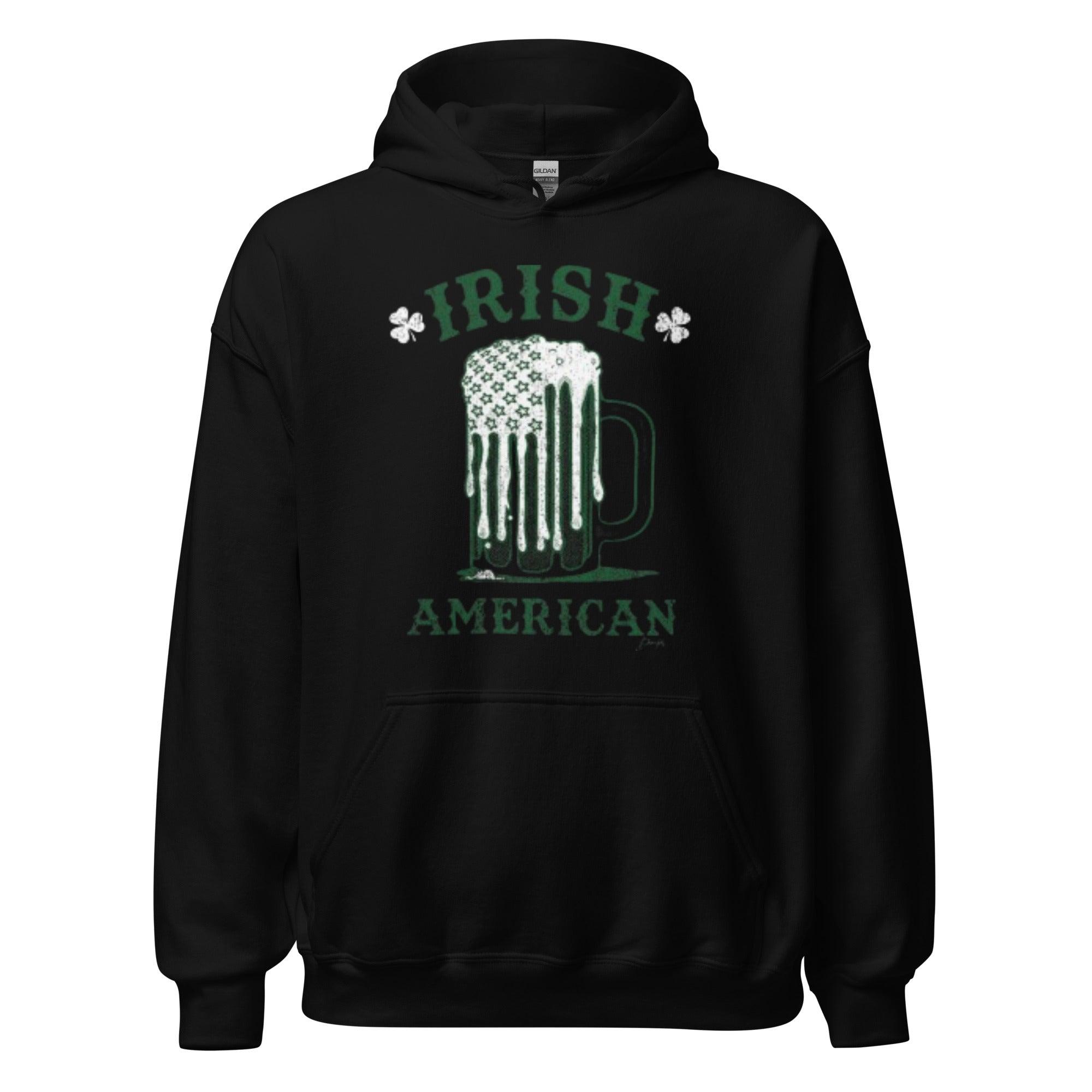 St. Patrick's Day Hoodie Frosted Beer Mug Shaped in Ameican Flag Blended Cotton Unisex Hoodie - TopKoalaTee