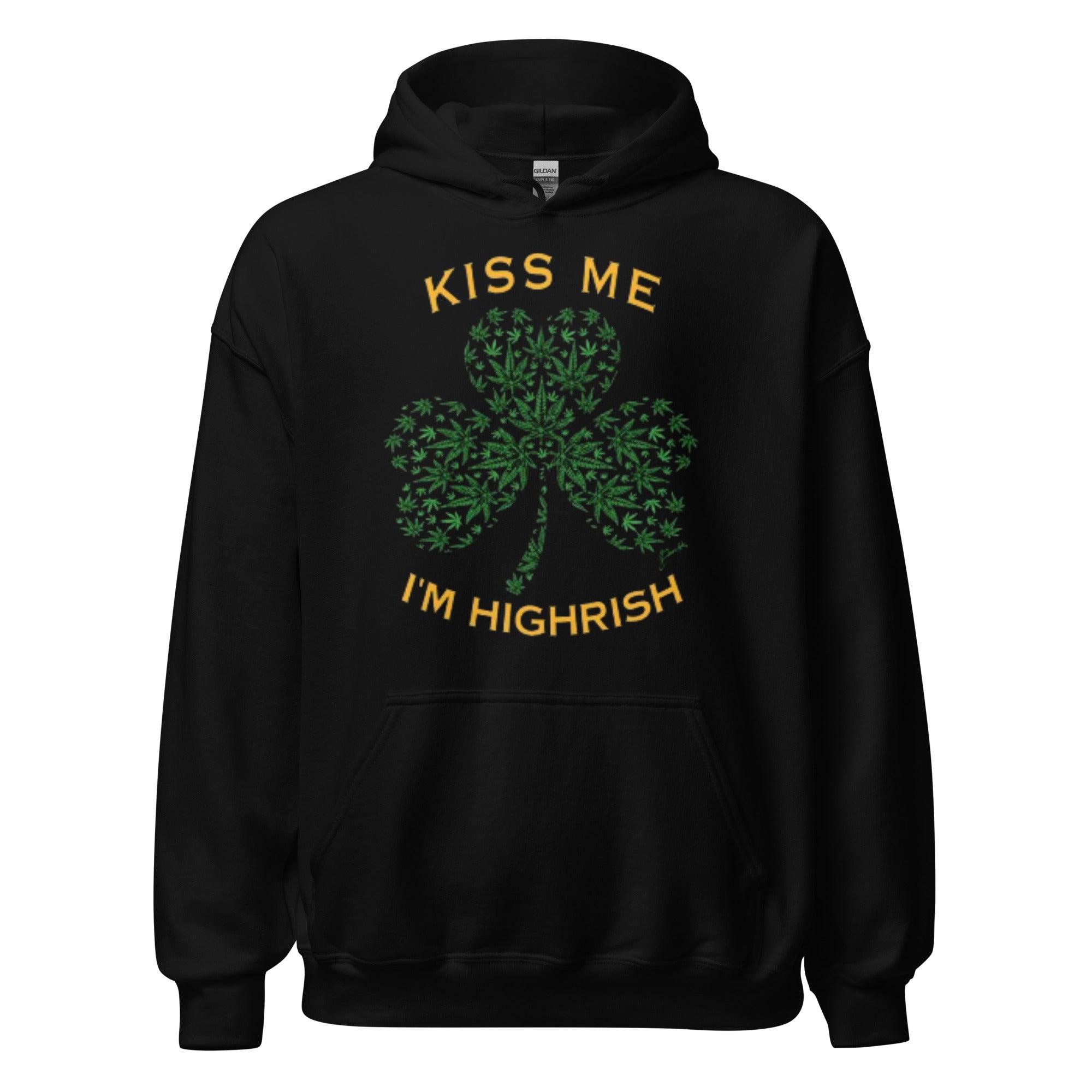 St. Patrick's Day Hoodie Kiss Me I'm Highrish Heavyweight Blended Cotton Unisex Hoodie - TopKoalaTee