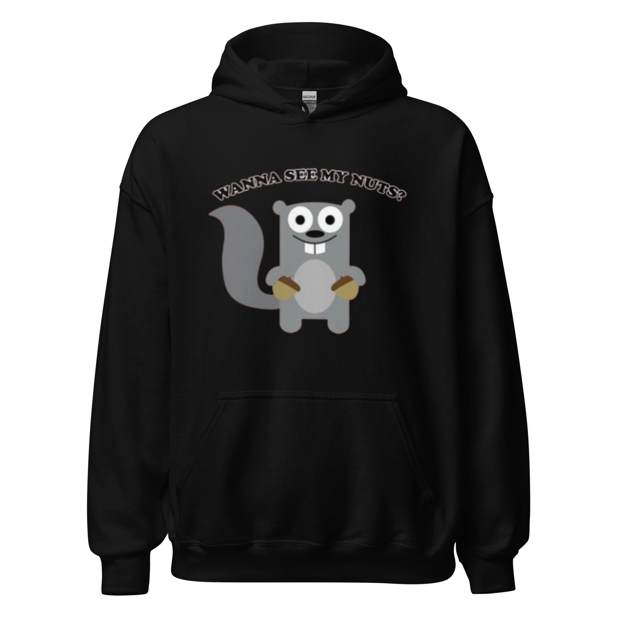 Humor Hoodie Wanna See My Nuts Squirrel Ultra Soft Midweight Blended Cotton Pullover - TopKoalaTee