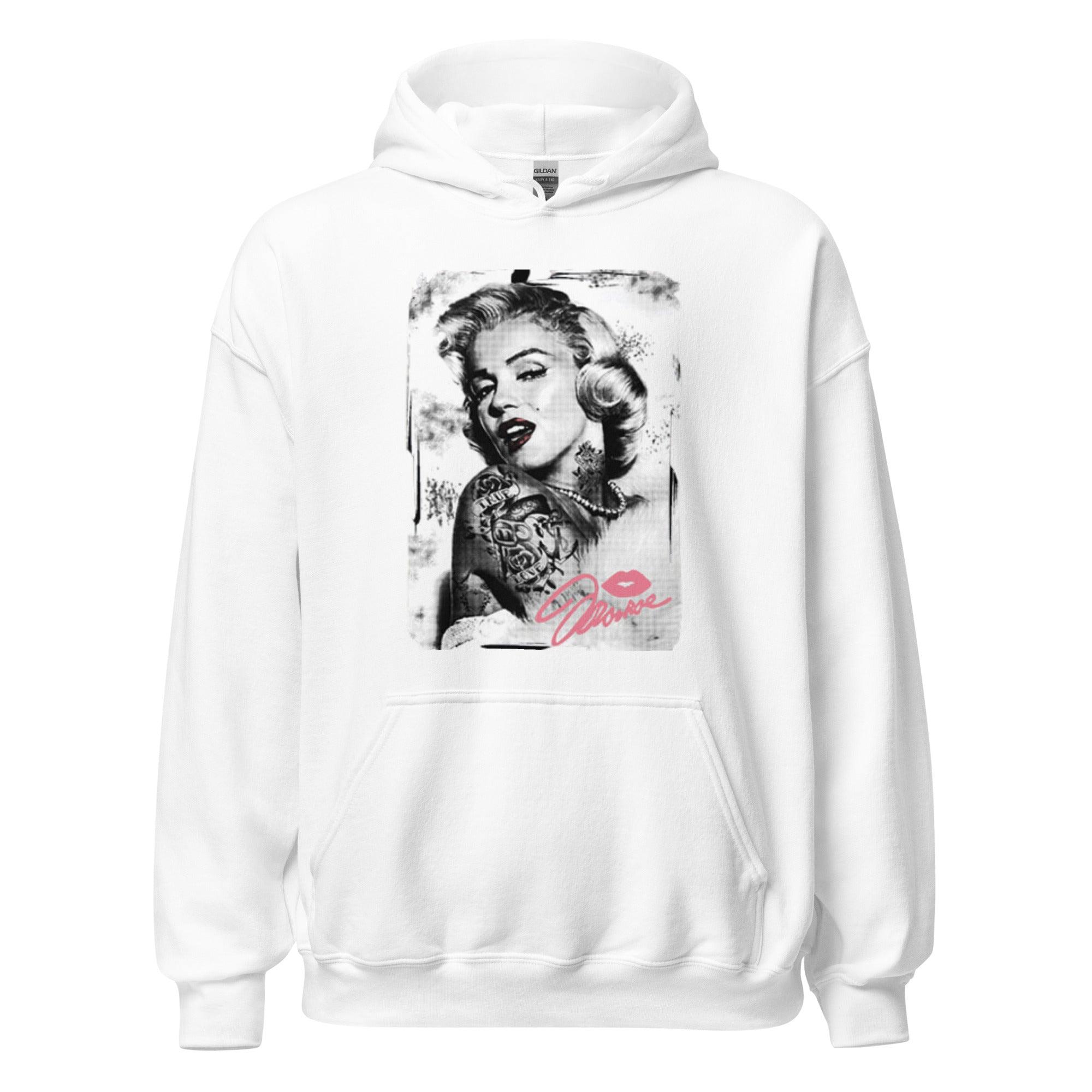 Blended Cotton Hoodie Autographed Portrait of Iconic Pinup Girl