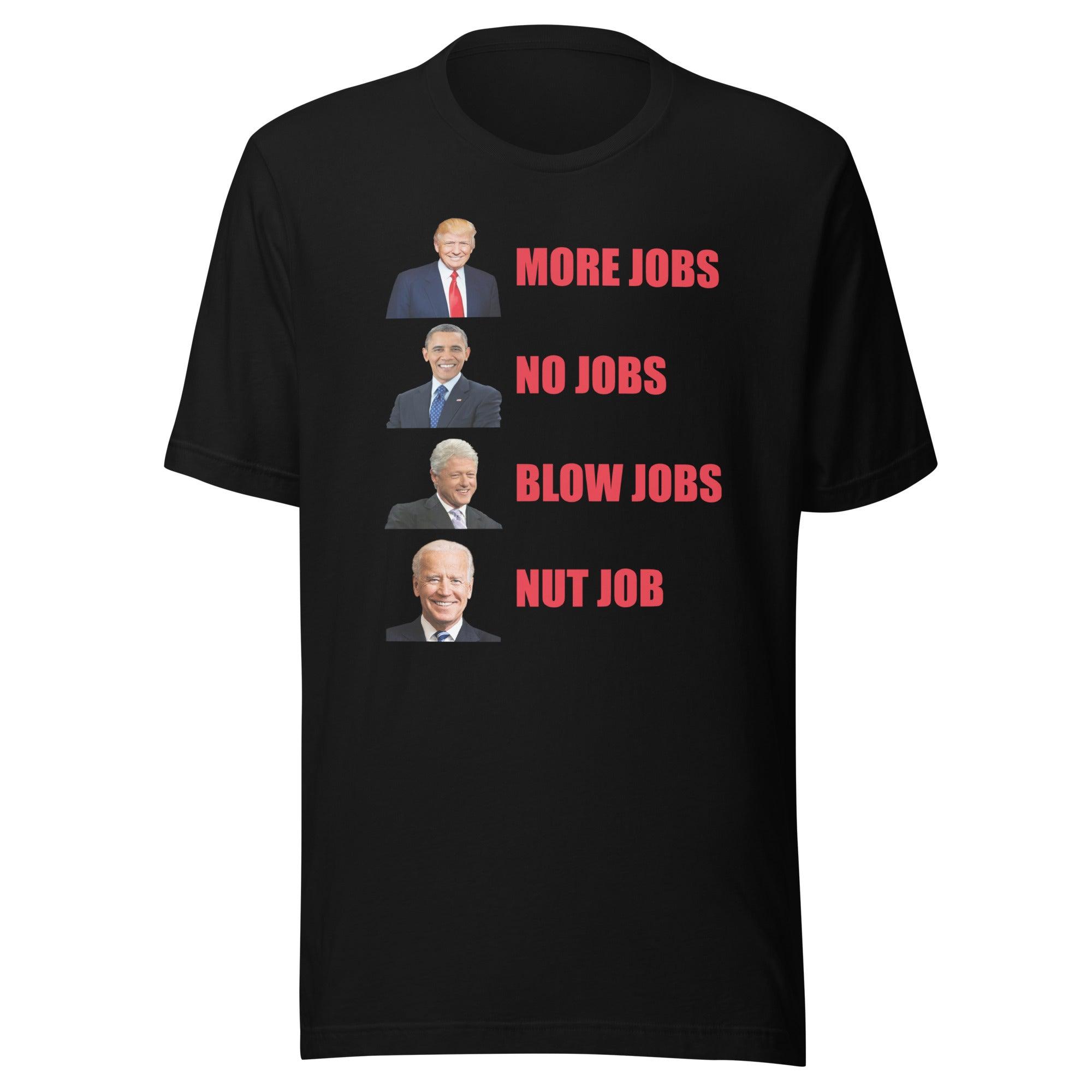 Political Humor T-Shirt Trump More Jobs Biden Nut Job - TopKoalaTee