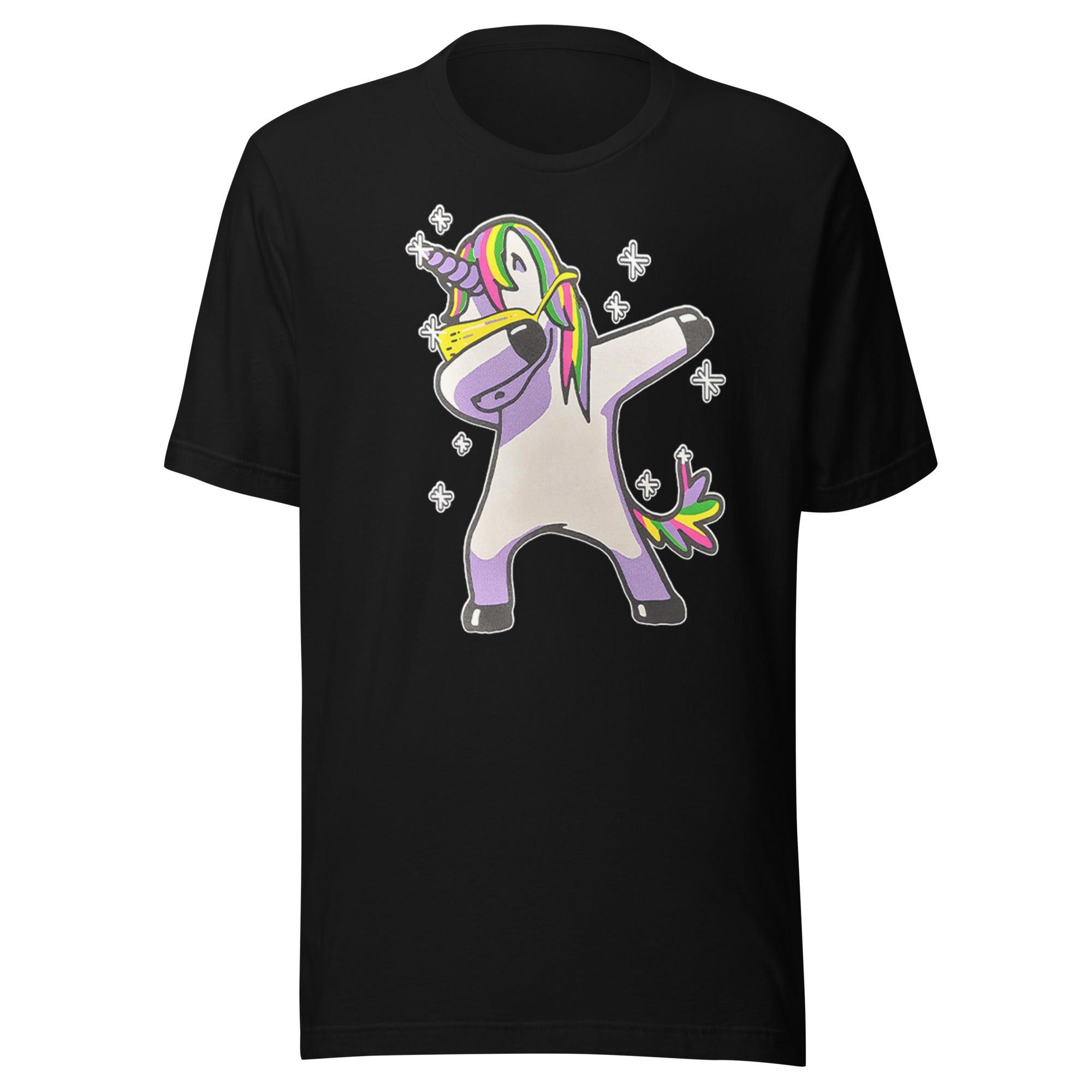 Tic Toc T-shirt Dabbing Rainbow Unicorn Short Sleeve Unisex Top