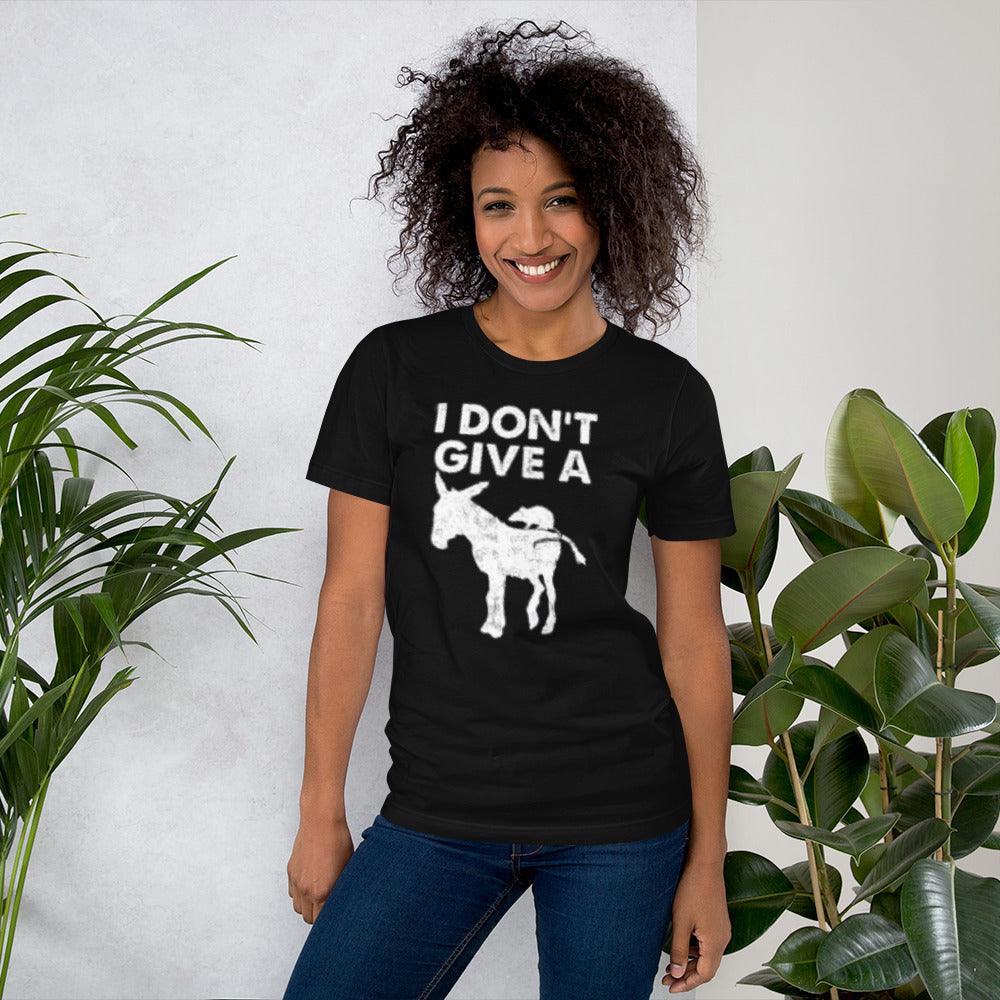 I Don't Give A Rat's A## Rat on Donkey Graphic Short Sleeve T-shirt - TopKoalaTee