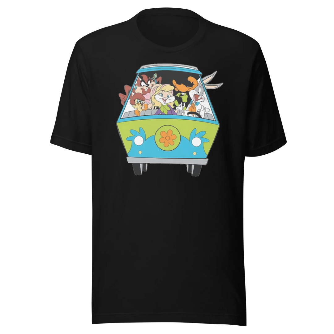 Cartoon Mystery Van T-shirt Short Sleeve Crewneck Cotton Tee