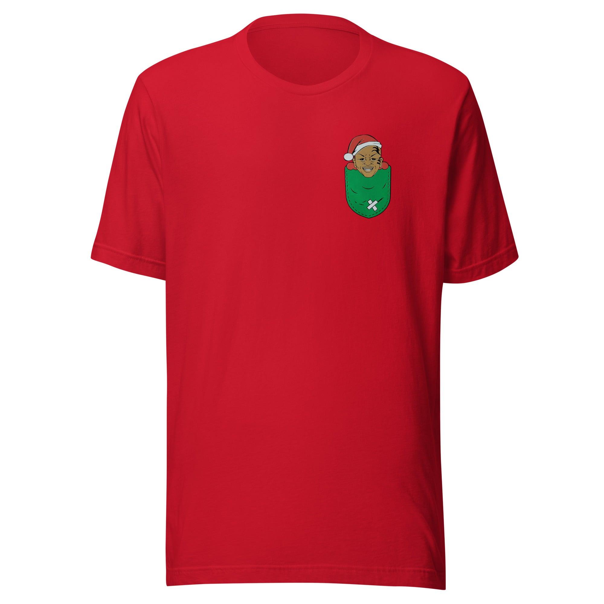 Pocket Mike Tyson with Santa Hat Short Sleeve T-Shirt - TopKoalaTee