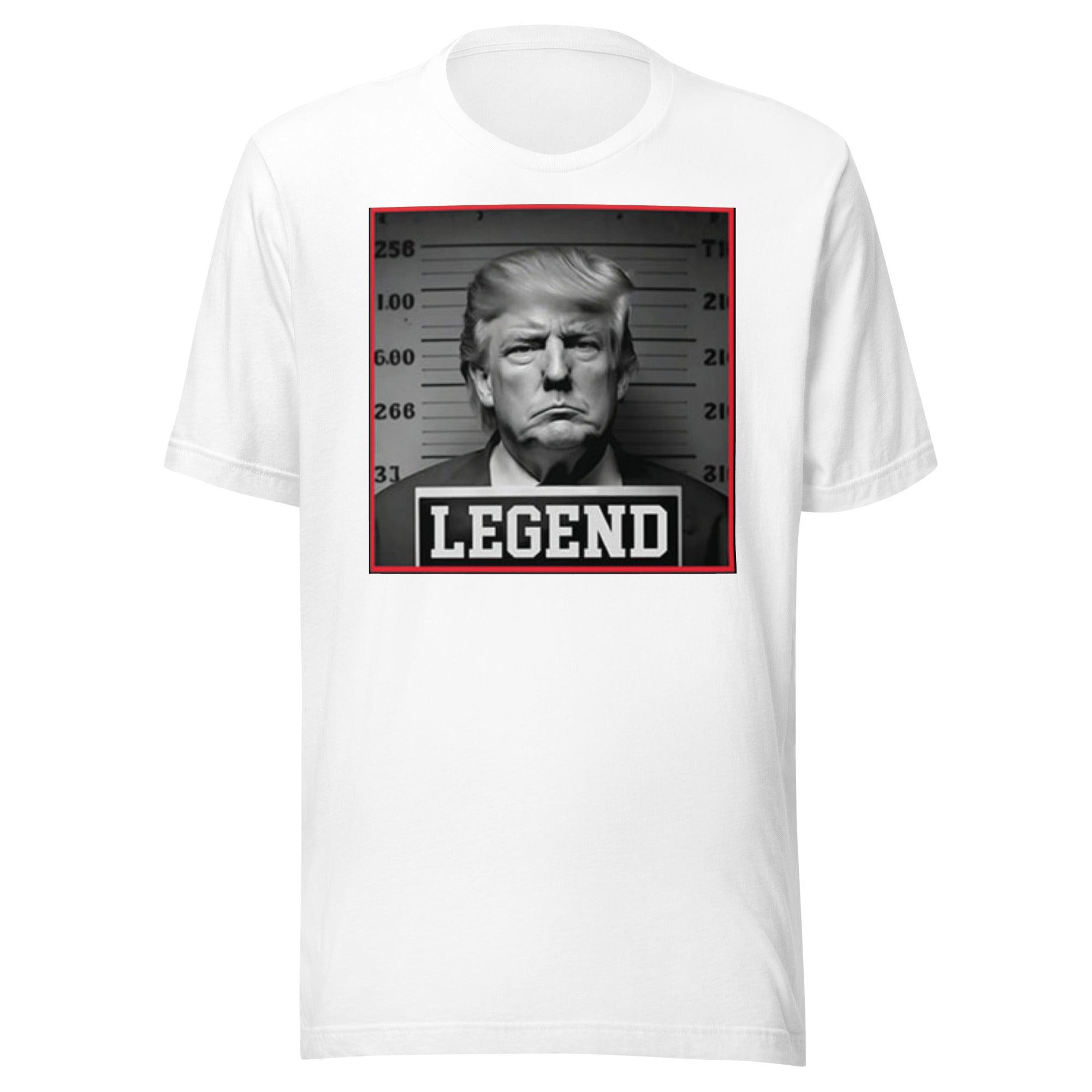 Trump T-shirt Legend Mug Shot Behind Bars Short Sleeve Ultra Soft Cotton Crewneck Unisex Top - TopKoalaTee