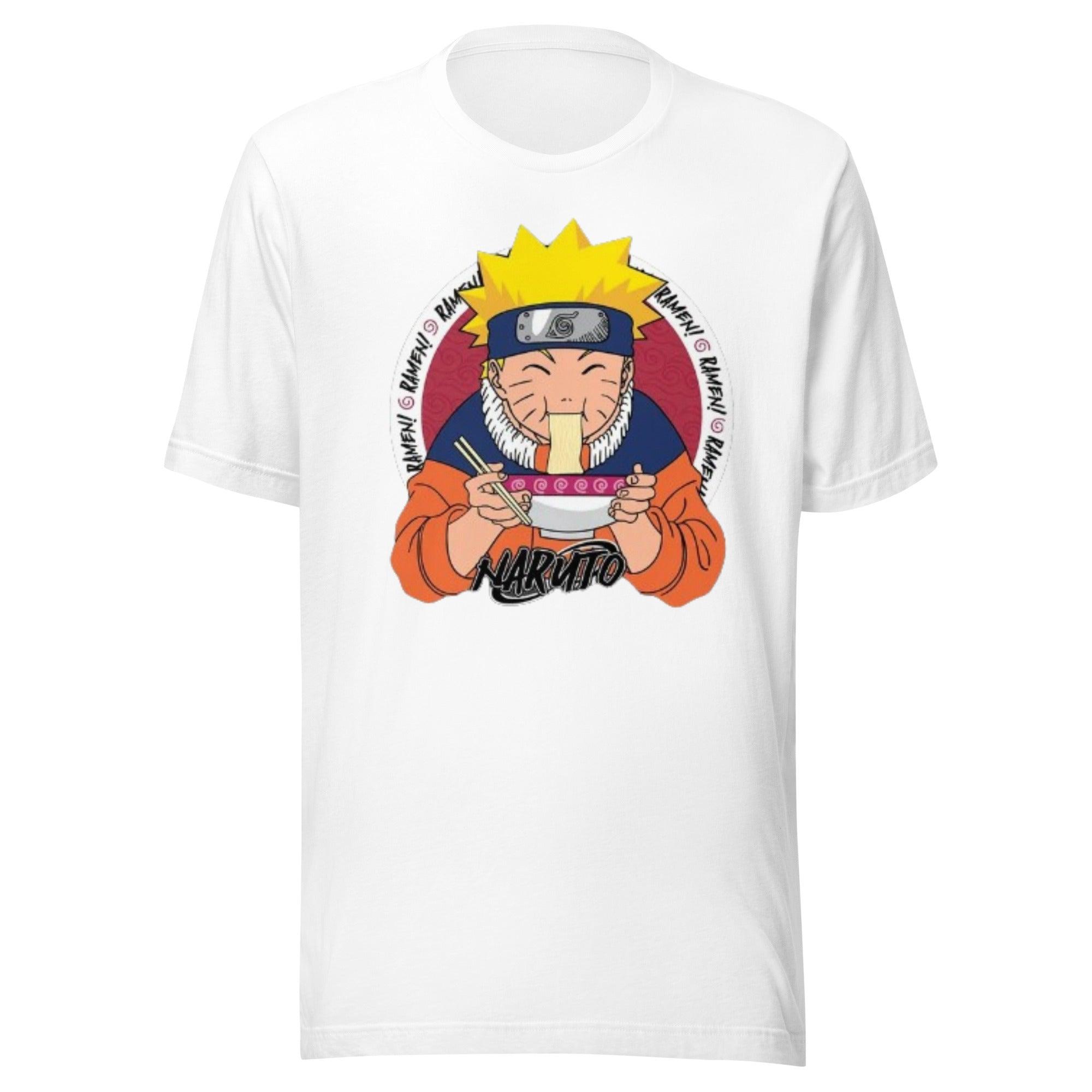 Anime T-shirt Naruto Eating Ramen Short Sleeve 100% Cotton Unisex Crew Neck Top - TopKoalaTee