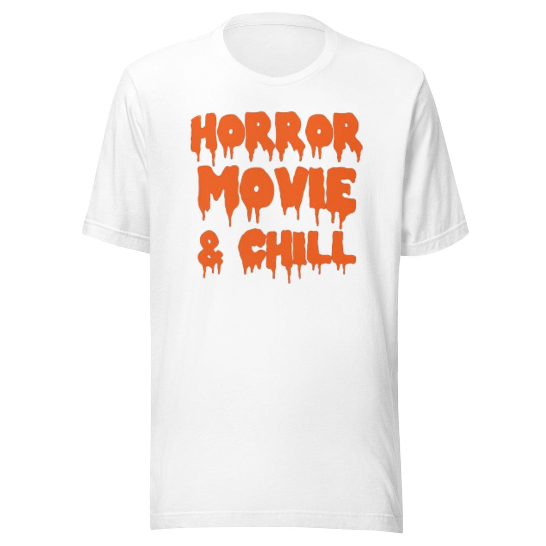 Halloween Tshirt Horror Movie And Chill Short Sleeve Ultra Soft Crew Neck Unisex Top