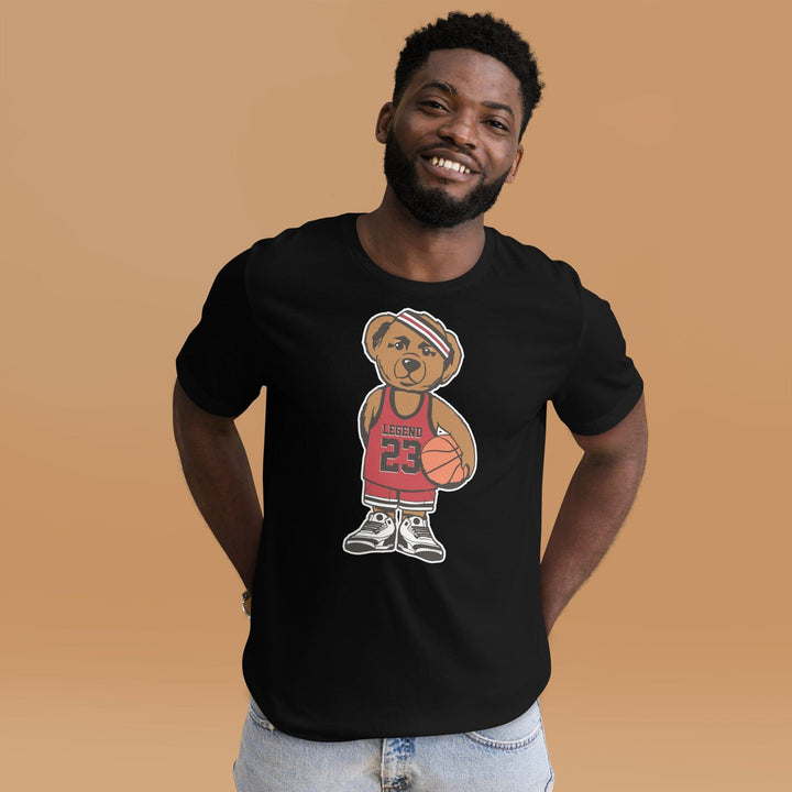 Urban T-Shirt Teddy Bear Series Legend #23 Holding Basketball and Wearing Jordan's Short Sleeve Unisex Top - TopKoalaTee