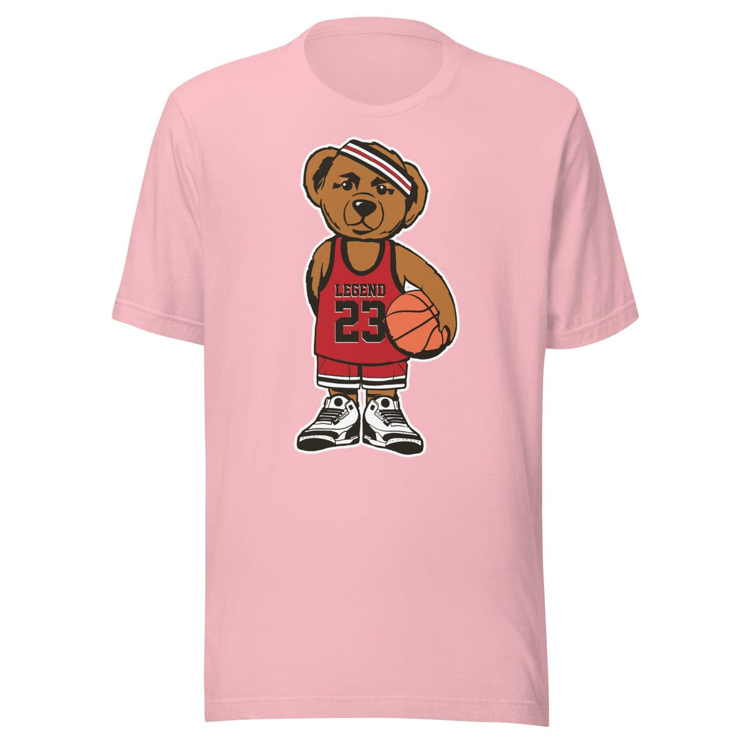 Urban T-Shirt Teddy Bear Series Legend #23 Holding Basketball and Wearing Jordan's Short Sleeve Unisex Top - TopKoalaTee