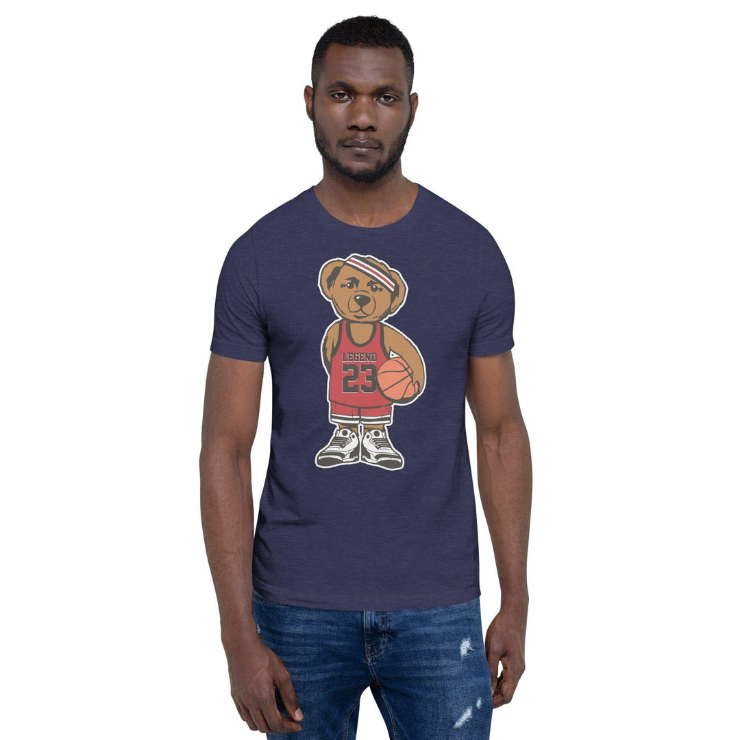 Urban T-Shirt Teddy Bear Series Legend #23 Holding Basketball and Wearing Jordan's Short Sleeve Unisex Top - TopKoalaTee