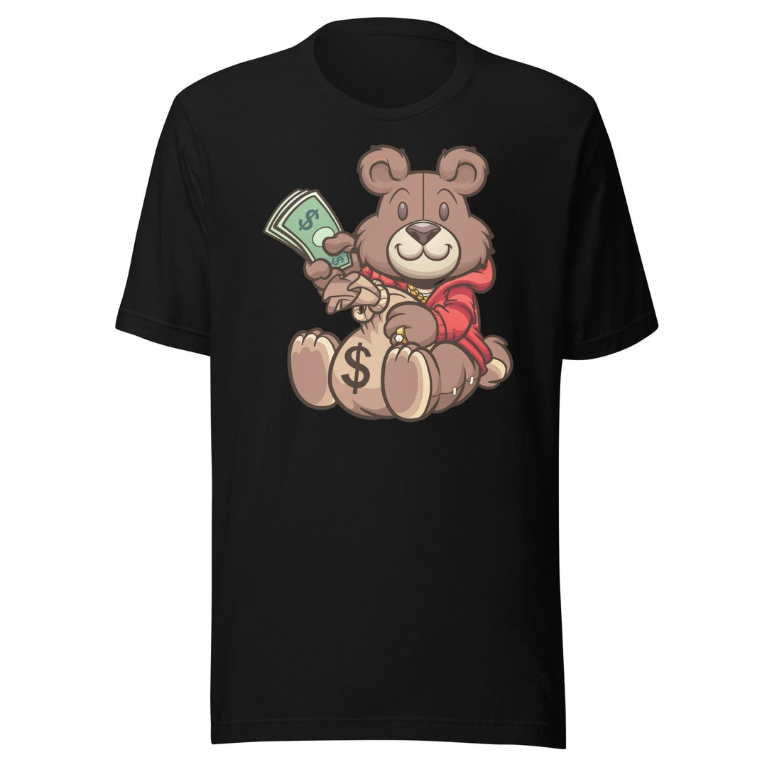 Hustler T-shirt Urban Teddy Bear Series Moneybags and Stacks of Cash Short Sleeve Unisex Top - TopKoalaTee