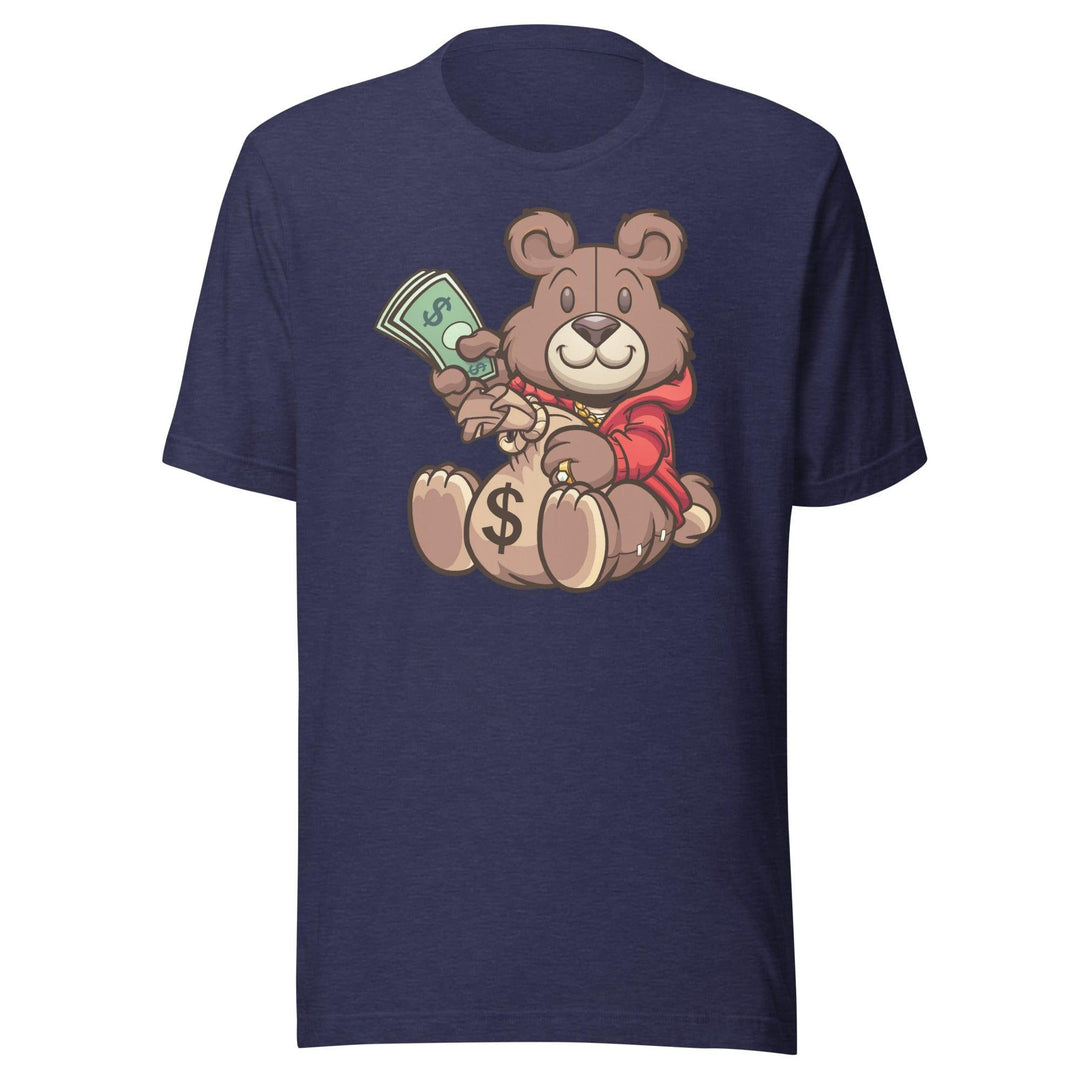 Hustler T-shirt Urban Teddy Bear Series Moneybags and Stacks of Cash Short Sleeve Unisex Top - TopKoalaTee