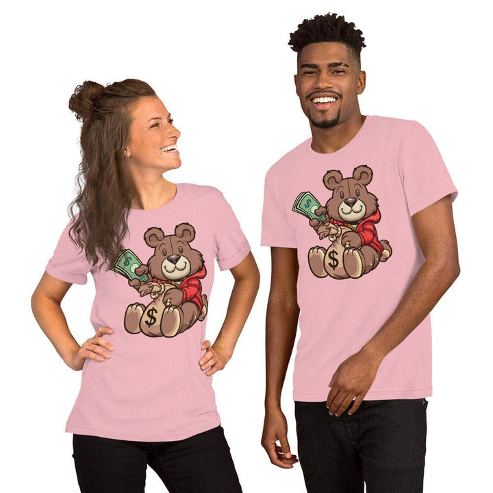 Hustler T-shirt Urban Teddy Bear Series Moneybags and Stacks of Cash Short Sleeve Unisex Top - TopKoalaTee