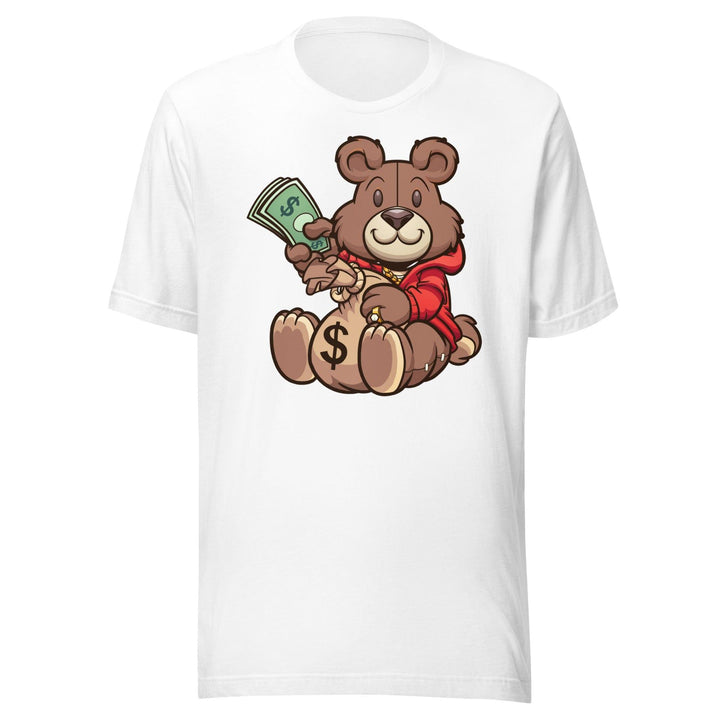 Hustler T-shirt Urban Teddy Bear Series Moneybags and Stacks of Cash Short Sleeve Unisex Top - TopKoalaTee