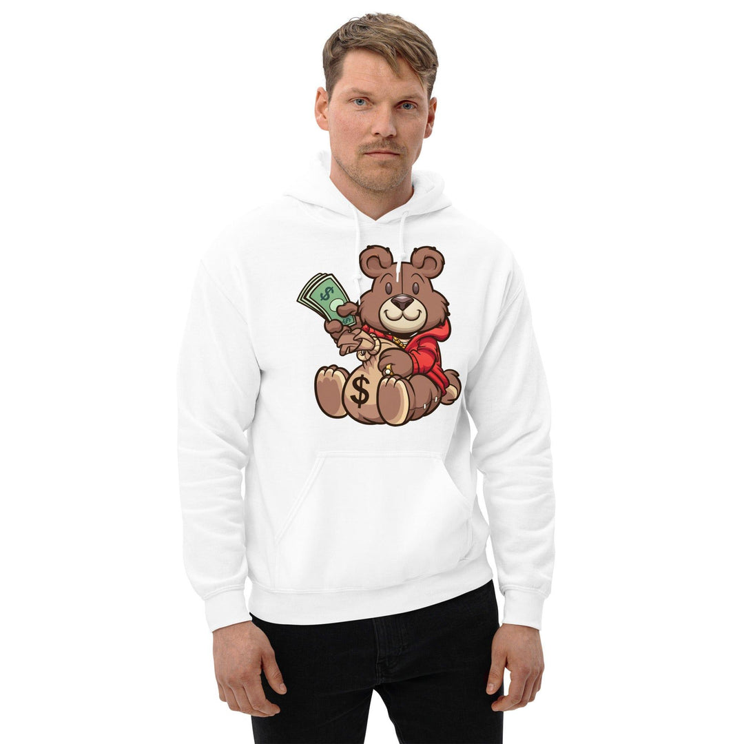 Urban Teddy Bear Series Hoodie Holding Stack of Cash with Moneybag Unisex Pullover - TopKoalaTee