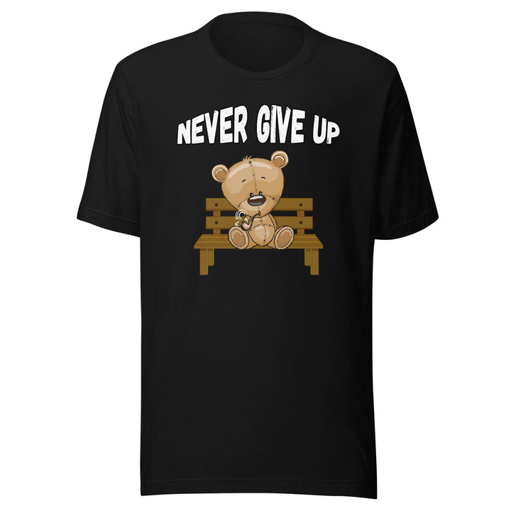 Urban Teddy Bear T-shirt Teddy Bear Series Never Give up Smoking Pipe on Park Bench Short Sleeve Top - TopKoalaTee