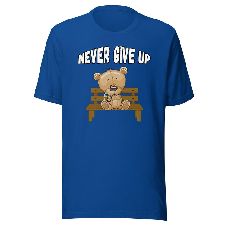 Urban Teddy Bear T-shirt Teddy Bear Series Never Give up Smoking Pipe on Park Bench Short Sleeve Top - TopKoalaTee