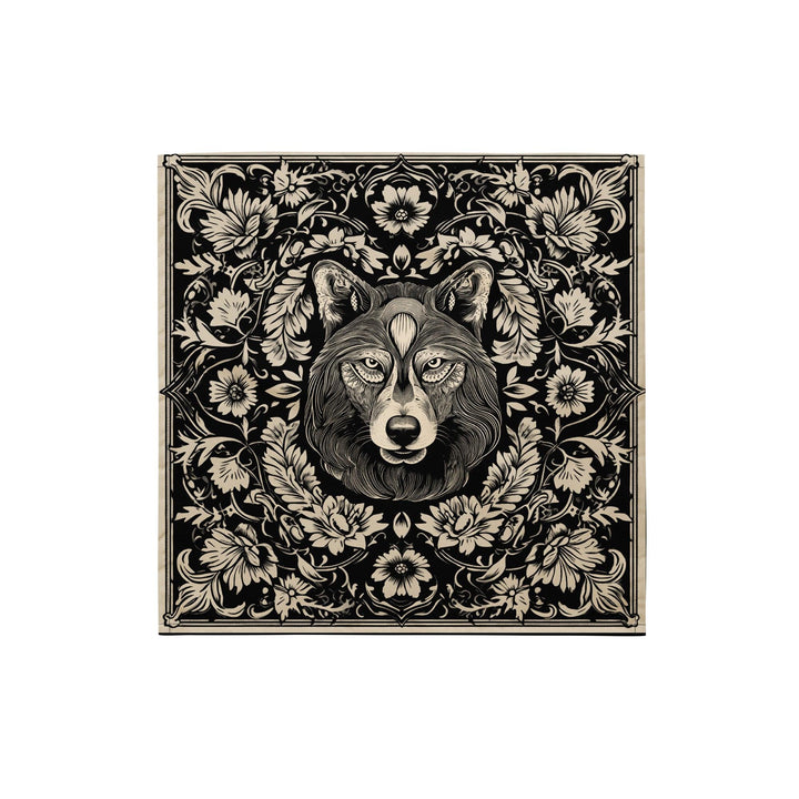 Vintage Wolf Surrounded By Flowers Luxury Neck Scarf Bandana - TopKoalaTee