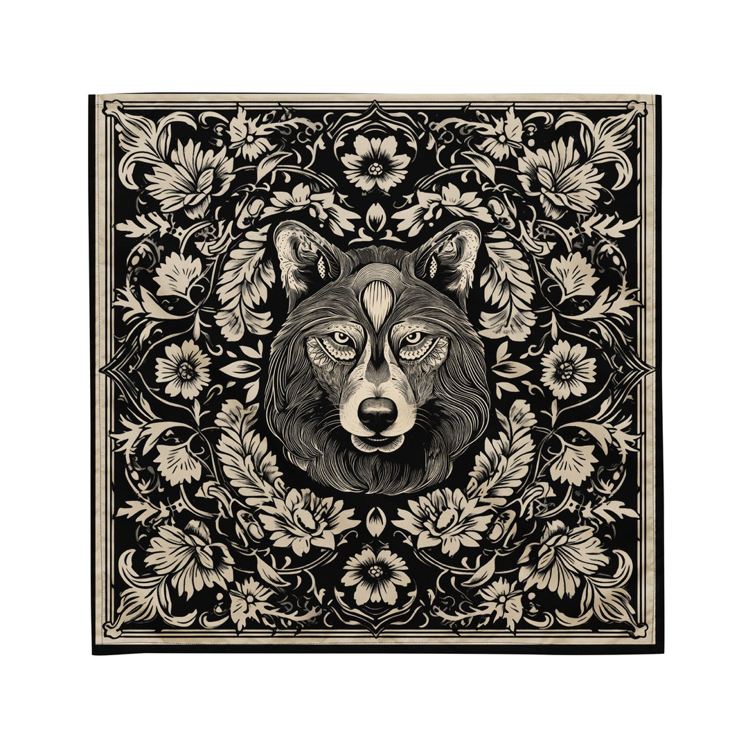 Vintage Wolf Surrounded By Flowers Luxury Neck Scarf Bandana - TopKoalaTee