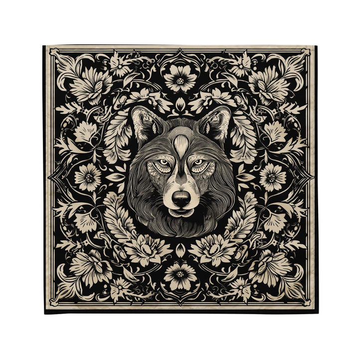 Vintage Wolf Surrounded By Flowers Luxury Neck Scarf Bandana - TopKoalaTee