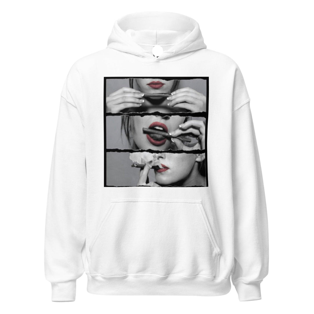 Lipstick Hoodie Red Lips Rolling, Licking, and Smoking Blunt Top Koala Unisex Pullover - TopKoalaTee