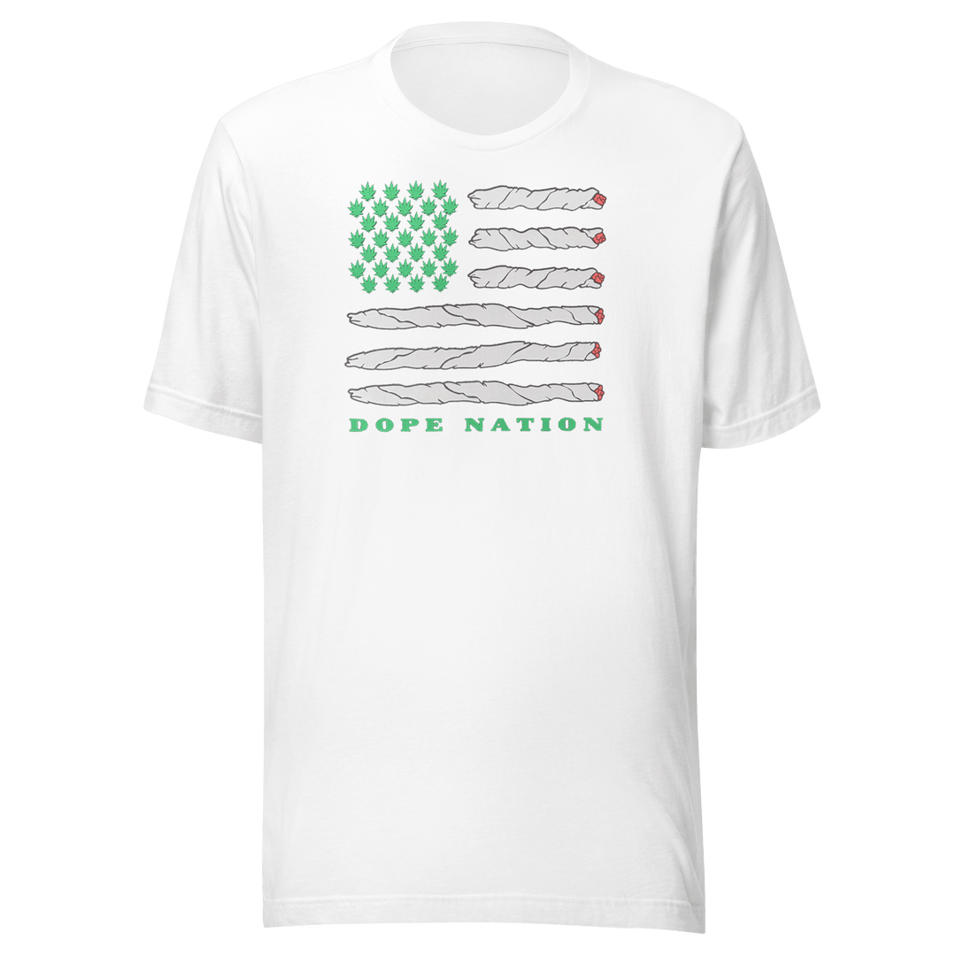 Dope Nation Green American Flag Short Sleeve Ultra Soft 100% Cotton Unisex Crewneck Top - TopKoalaTee