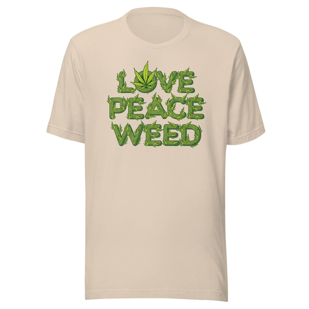 Marijuana T-shirt Love Peace Weed in Marijuana Leaves Short Sleeve Unisex top_ Top Koala Tee - TopKoalaTee