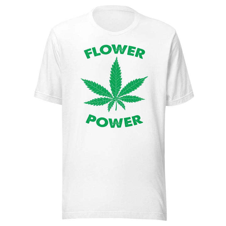 Cannabis T-shirt Flower Power With Picture of Marijuana Leaf Unisex Short Sleeve Top - TopKoalaTee