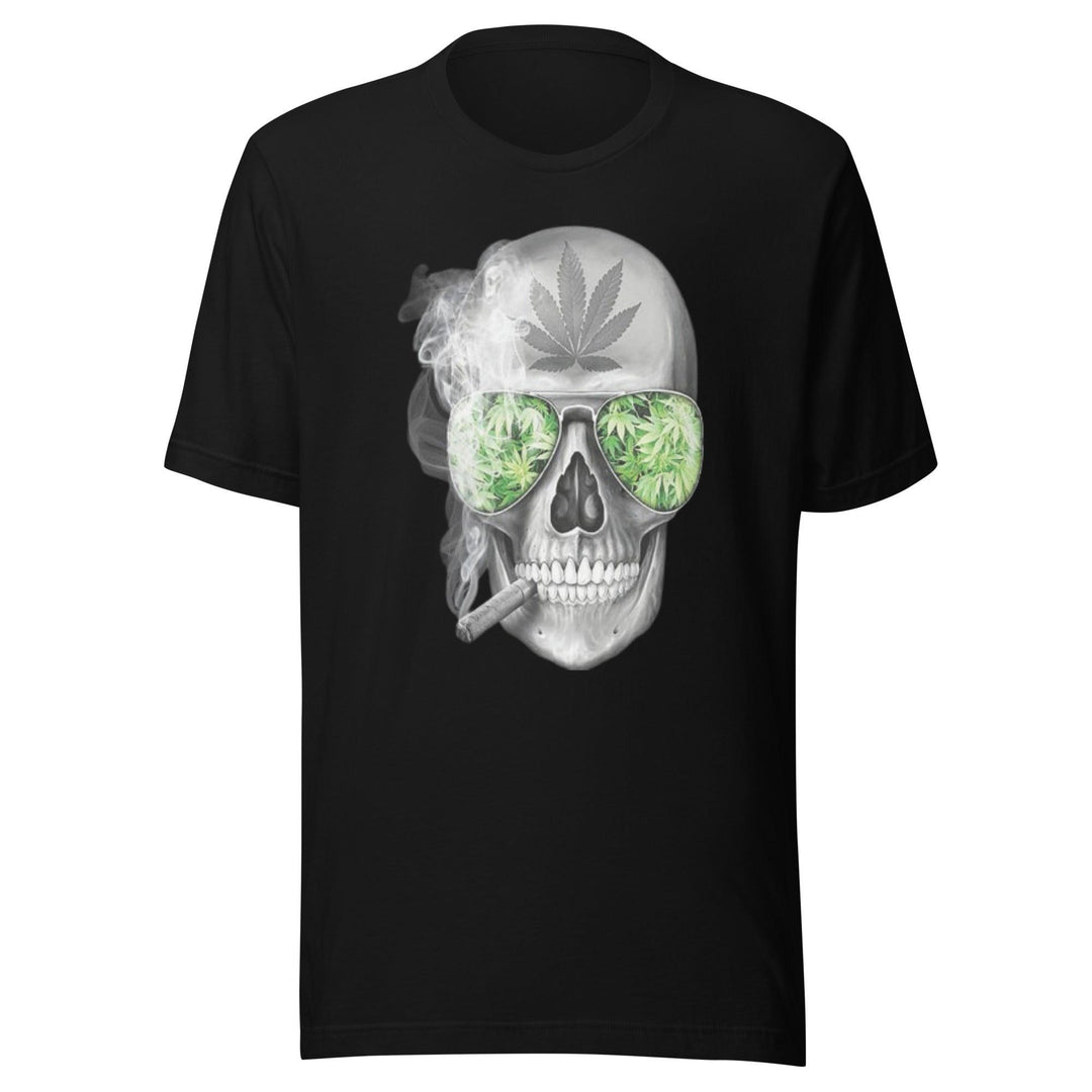 Weed T-shirt Skeleton Smoking Blunt Short Sleeve Lightweight 100% Cotton Crew Neck Top - TopKoalaTee